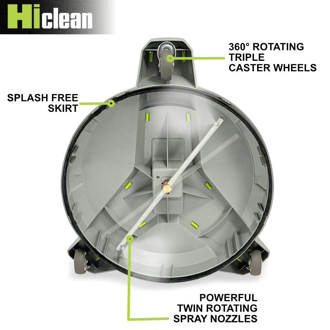 Hiclean Universal 15-inch Pressure Washer Surface Cleaner with 3 Wheels - 3400 Max PSI, 1/4-inch Connector