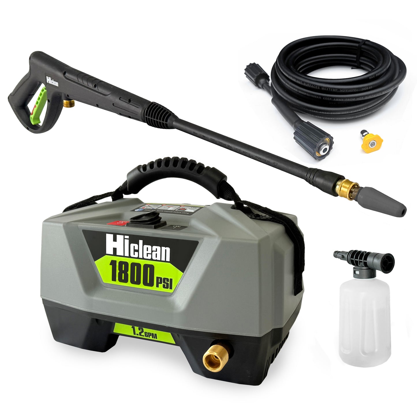Hiclean Electric Pressure Washer, 1800 Max PSI, Ultra Compact
