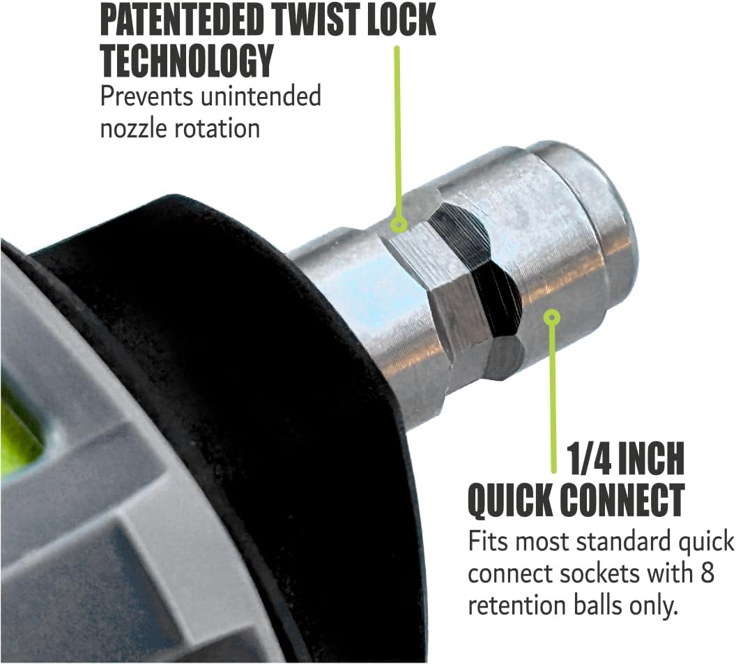 Hiclean Pressure Washer Nozzle, 5 - in - 1 Quick Change over, Soft Touch, Adjustable Power Washer Spray Tips with 1/4 inch Quick Connector, MAX 3300PSI Max - HiClean Tools