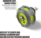 Hiclean Pressure Washer Nozzle, 5 - in - 1 Quick Change over, Soft Touch, Adjustable Power Washer Spray Tips with 1/4 inch Quick Connector, MAX 3300PSI Max - HiClean Tools
