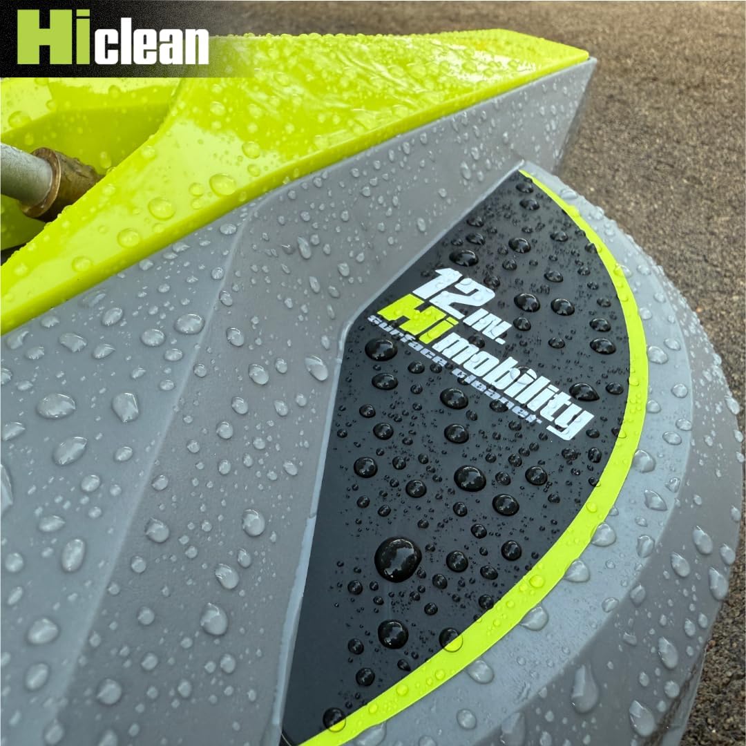 Hiclean Universal 12 - inch Pressure Washer Surface Cleaner with 3 Caster Wheels - 3200 Max PSI, 1/4 - inch Connector - for Electric Pressure Washers - HiClean Tools