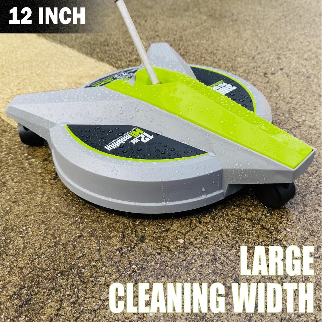 Hiclean Universal 12 - inch Pressure Washer Surface Cleaner with 3 Caster Wheels - 3200 Max PSI, 1/4 - inch Connector - for Electric Pressure Washers - HiClean Tools